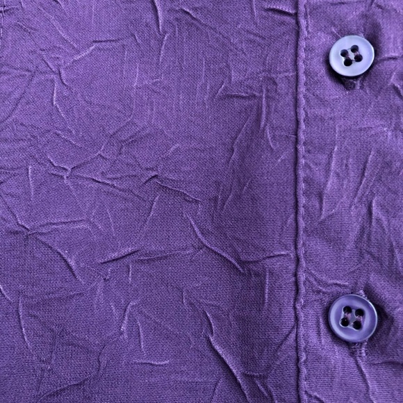 Croft & Barrow Plum Crinkle Fabric Button Up Shirt Womens S - Picture 9 of 12
